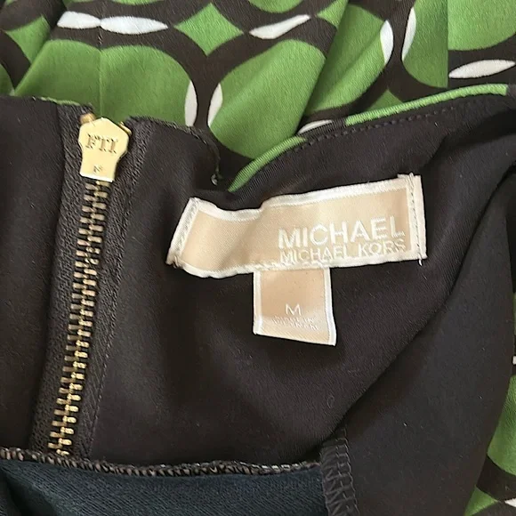 Michael Kors Retro Green/Black Circle Pattern Long Sleeve Dress **Size M** 🌺🌺 - Picture 4 of 4